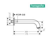 MEDIDAS CAÑO BAÑERA VERNIS BLEND HANSGROHE